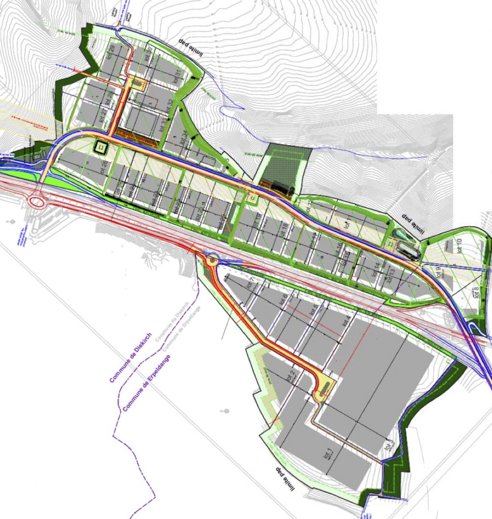 Le plan provisoire des lots au sein de la zone d'activité Fridhaff