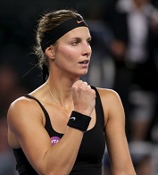 21.10.2015, Tennis Tennis BGLBNPParibas Open 2015 - Luxembourg, Luxemburg v.l. Mandy Minella (Luxembourg, Luxemburg, LUX) mit geballter Faust Foto: Gerry Schmit