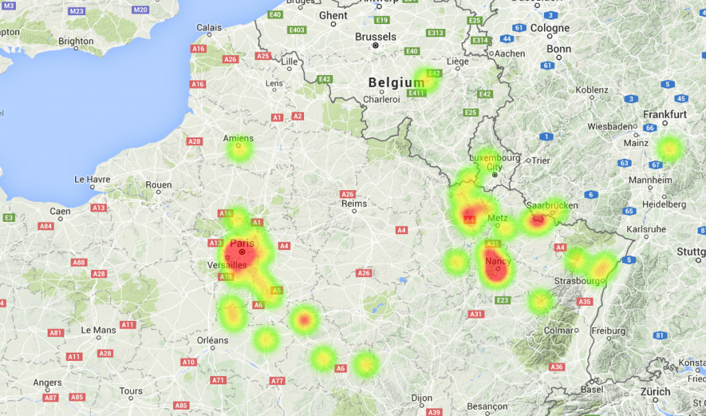 Les zones dans lesquels des personnes déclarent avoir aperçu la "boule de feu" sont nombreuses.