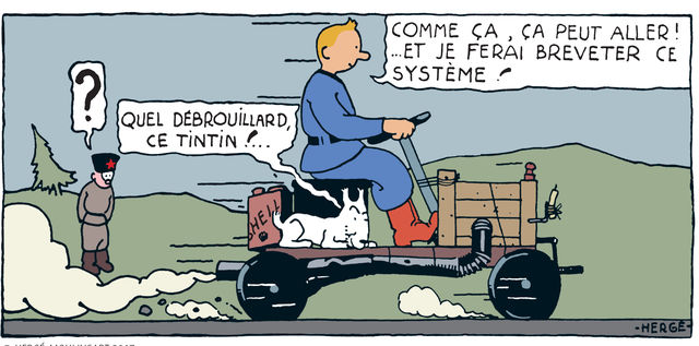 Case de Tintin au Pays des Soviets en couleurs © Hergé, Moulinsart SA, Casterman