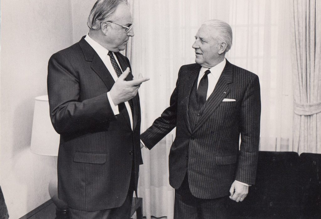 Helmut Kohl avec le chef du gouvernement luxembourgeois Pierre Werner au début des années 1980. (photo archives Editpress)